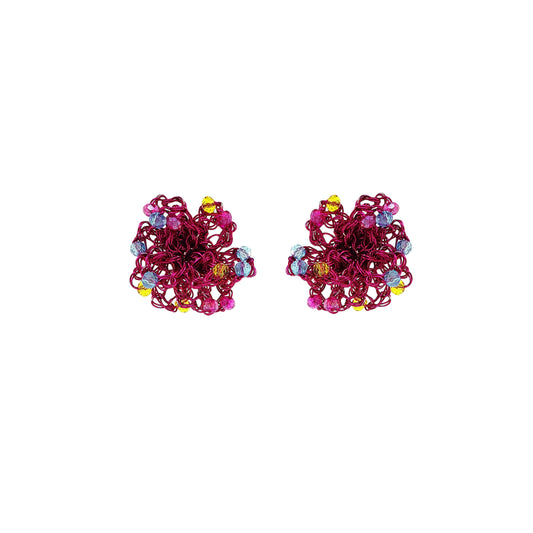 Organic-Stud-Blue-Fuchsia-Yellow-Gold-Mini-Sprinkle-Post-Handmade-Crochet-Earrings-18k-gold-filled-wire-hypoallergenic-lightweight-statement-brazilian-soul-collection