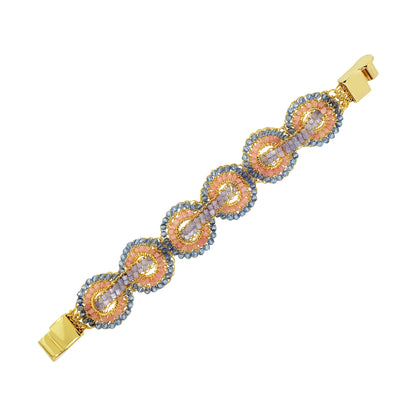 Patchwork-Mandala-Light-Pink-Blue-Gold-Handmade-Crochet-bracelet-18k-gold-filled-wire-hypoallergenic-lightweight-statement-soul-collection