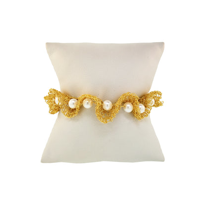 Pearl-Gold-Nalu-cuff-Handmade-Crochet-Bracelet-cushion-handmade-crochet-bracelet-with-unique-design-18k-gold-filled-wire-hypoallergenic-lightweight-statement
