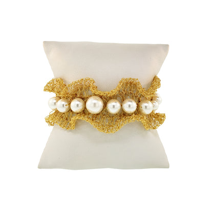 Pearl-Gold-Nalu-maxi-cuff-Handmade-Crochet-Bracelet-cushion-handmade-crochet-bracelet-with-unique-design-18k-gold-filled-wire-hypoallergenic-lightweight-statement