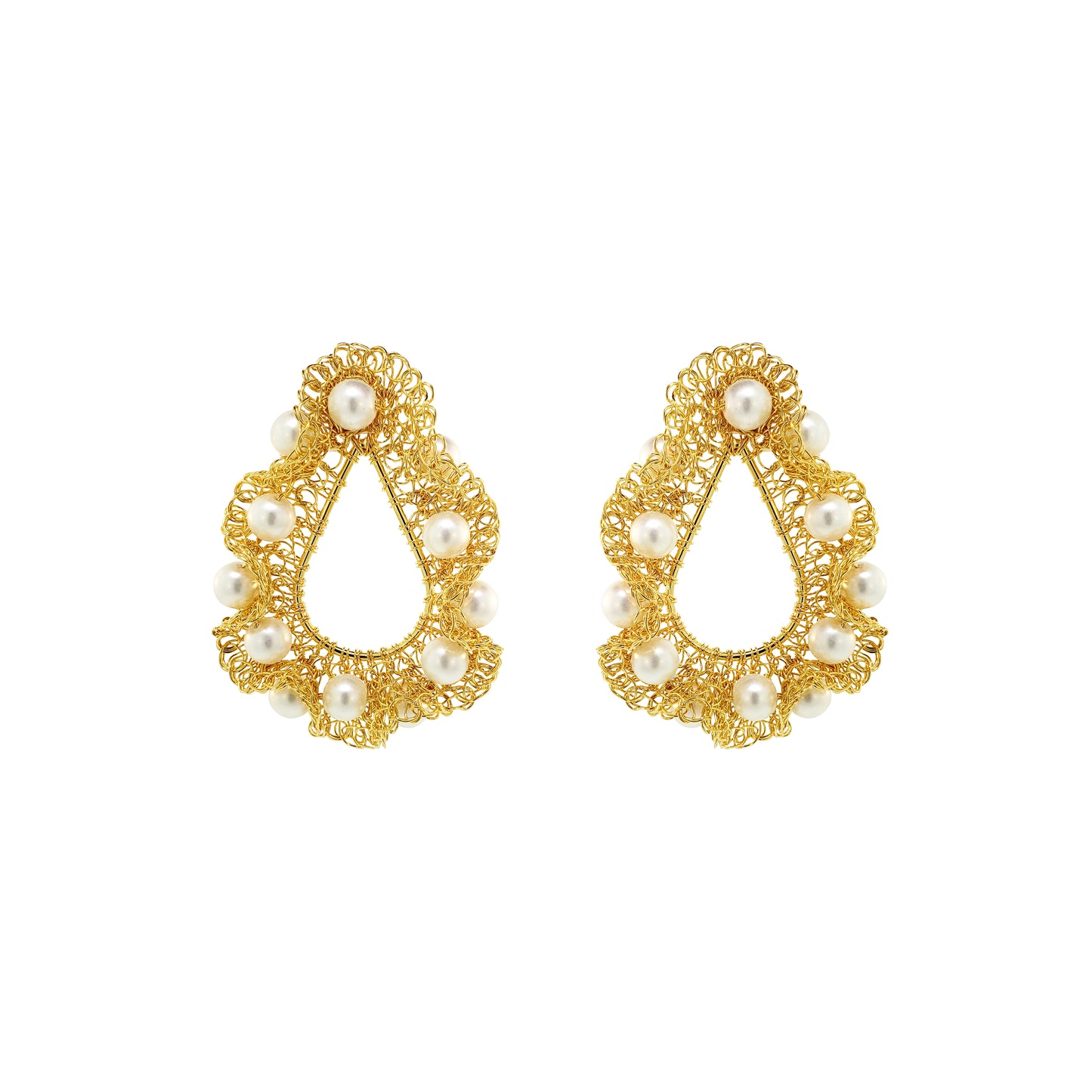 Pearl-Gold-Nalu-teardrop-Handmade-Crochet-Earrings-handmade-crochet-teardrop-with-unique-design-18k-gold-filled-wire-hypoallergenic-lightweight-statement