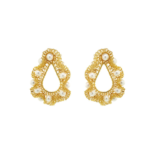 Pearl-Gold-Nalu-teardrop-Handmade-Crochet-Earrings-handmade-crochet-teardrop-with-unique-design-18k-gold-filled-wire-hypoallergenic-lightweight-statement