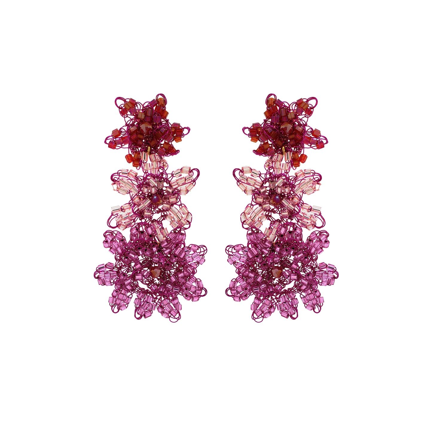 Pink Mix Lily Handmade Crochet Earrings