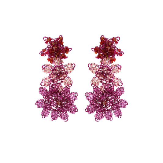Pink Mix Lily Handmade Crochet Earrings