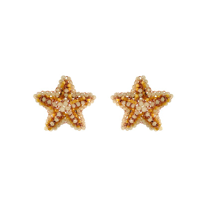 Post-Butter-Yellow-Beige-Gold-Sea-Star-Handmade-Crochet-Earrings-18k-gold-filled-wire-hypoallergenic-lightweight-statement-soul-collection