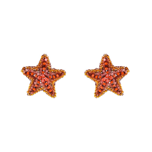Post-Coral-Bloom-Red-Orange-Gold-Sea-Star-Handmade-Crochet-Earrings-18k-gold-filled-wire-hypoallergenic-lightweight-statement-soul-collection