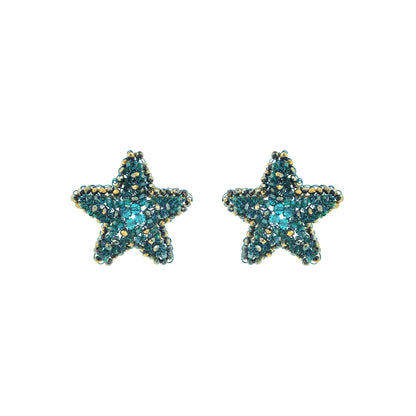 Post-Teal-Green-Gold-Sea-Star-Handmade-Crochet-Earrings-18k-gold-filled-wire-hypoallergenic-lightweight-statement-soul-collection