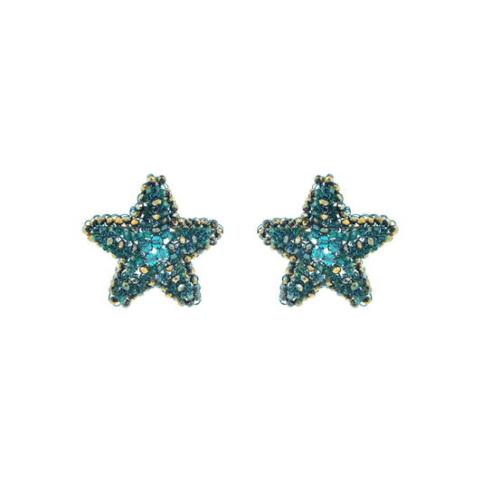 Post-Teal-Green-Gold-Sea-Star-Handmade-Crochet-Earrings-18k-gold-filled-wire-hypoallergenic-lightweight-statement-soul-collection
