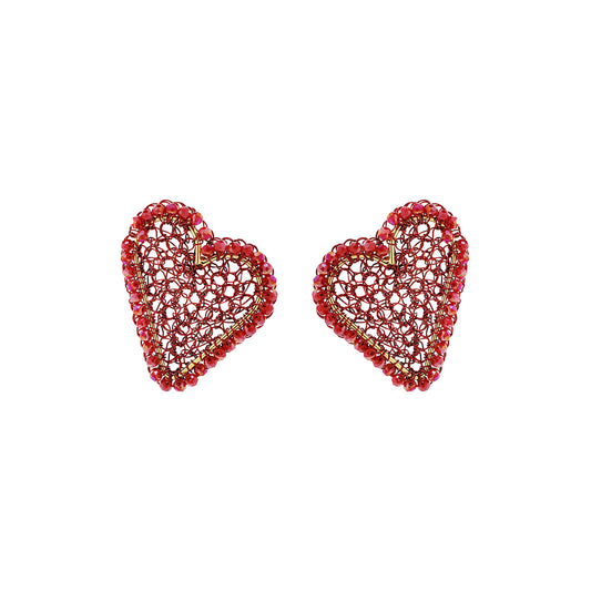 handmade-crochet-heart-shape-earrings-18k-gold-filled-wire-hypoallergenic-lightweight-statement-valentines-drop-collection-red