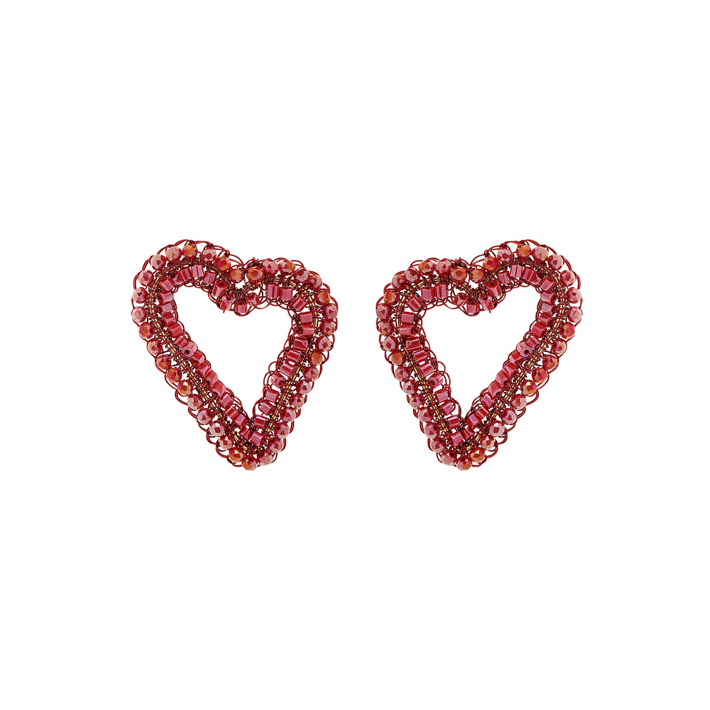 red-gold-amour-open-posts-handmade-crochet-earrings-heart-design-18k-gold-filled-wire-hypoallergenic-lightweight-romantic-statement-jewelry-valentines-collection