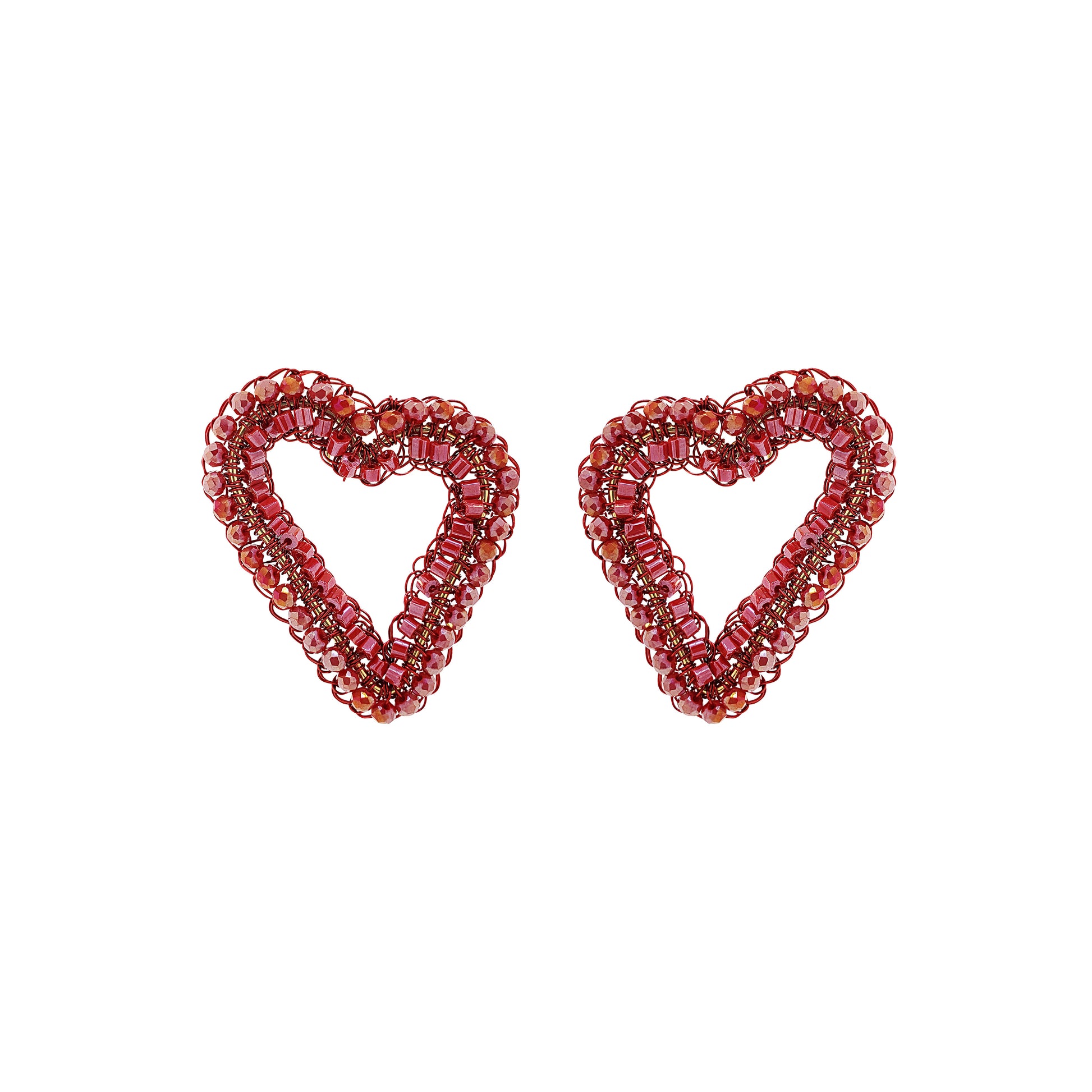 red-gold-amour-open-posts-handmade-crochet-earrings-heart-design-18k-gold-filled-wire-hypoallergenic-lightweight-romantic-statement-jewelry-valentines-collection