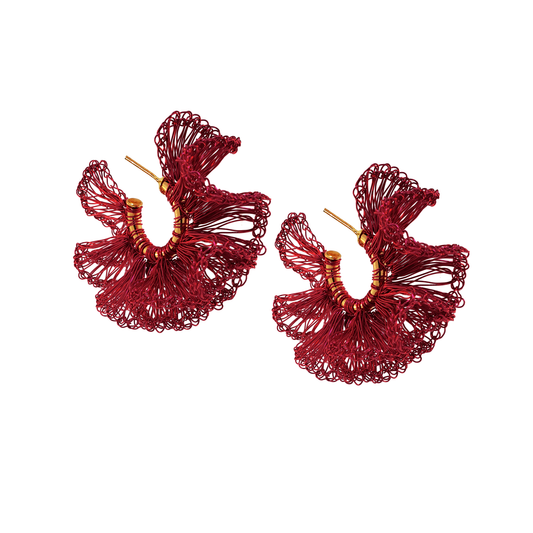 handmade-crochet-hoop-earrings-with-ruffled-design-18k-gold-filled-wire-hypoallergenic-lightweight-statement-red-valentines-drop-collection
