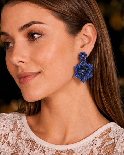 mini floral earrings, hand-crocheted earrings, enameled wire earrings, handmade Brazilian earrings, artisan earrings, lightweight statement earrings, hypoallergenic earrings, lead free earrings, nickel free earrings, floral earrings, handmade jewelry, Brazilian artisan jewelry, everyday statement earrings