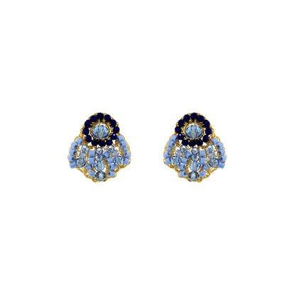 Small-Blue-Gold-Sea-Shell-Post-Handmade-Crochet-Earrings-18k-gold-filled-wire-hypoallergenic-lightweight-statement-soul-collection