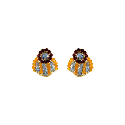 Small-Blue-Red-Orange-Gold-Sea-Shell-Post-Handmade-Crochet-Earrings-18k-gold-filled-wire-hypoallergenic-lightweight-statement-soul-collection