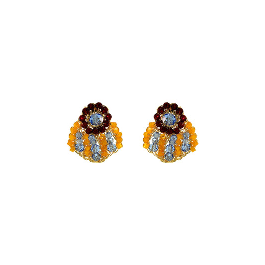 Small-Blue-Red-Orange-Gold-Sea-Shell-Post-Handmade-Crochet-Earrings-18k-gold-filled-wire-hypoallergenic-lightweight-statement-soul-collection