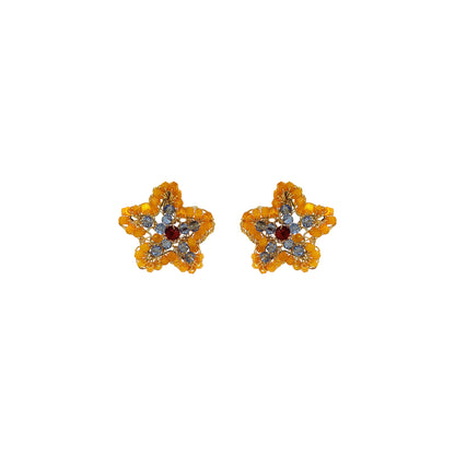 Small-Blue-Red-Orange-Gold-Sea-Star-Mini-Post-Handmade-Crochet-Earrings-18k-gold-filled-wire-hypoallergenic-lightweight-statement-soul-collection