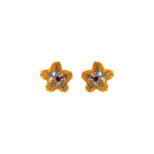 Small-Blue-Red-Orange-Gold-Sea-Star-Mini-Post-Handmade-Crochet-Earrings-18k-gold-filled-wire-hypoallergenic-lightweight-statement-soul-collection