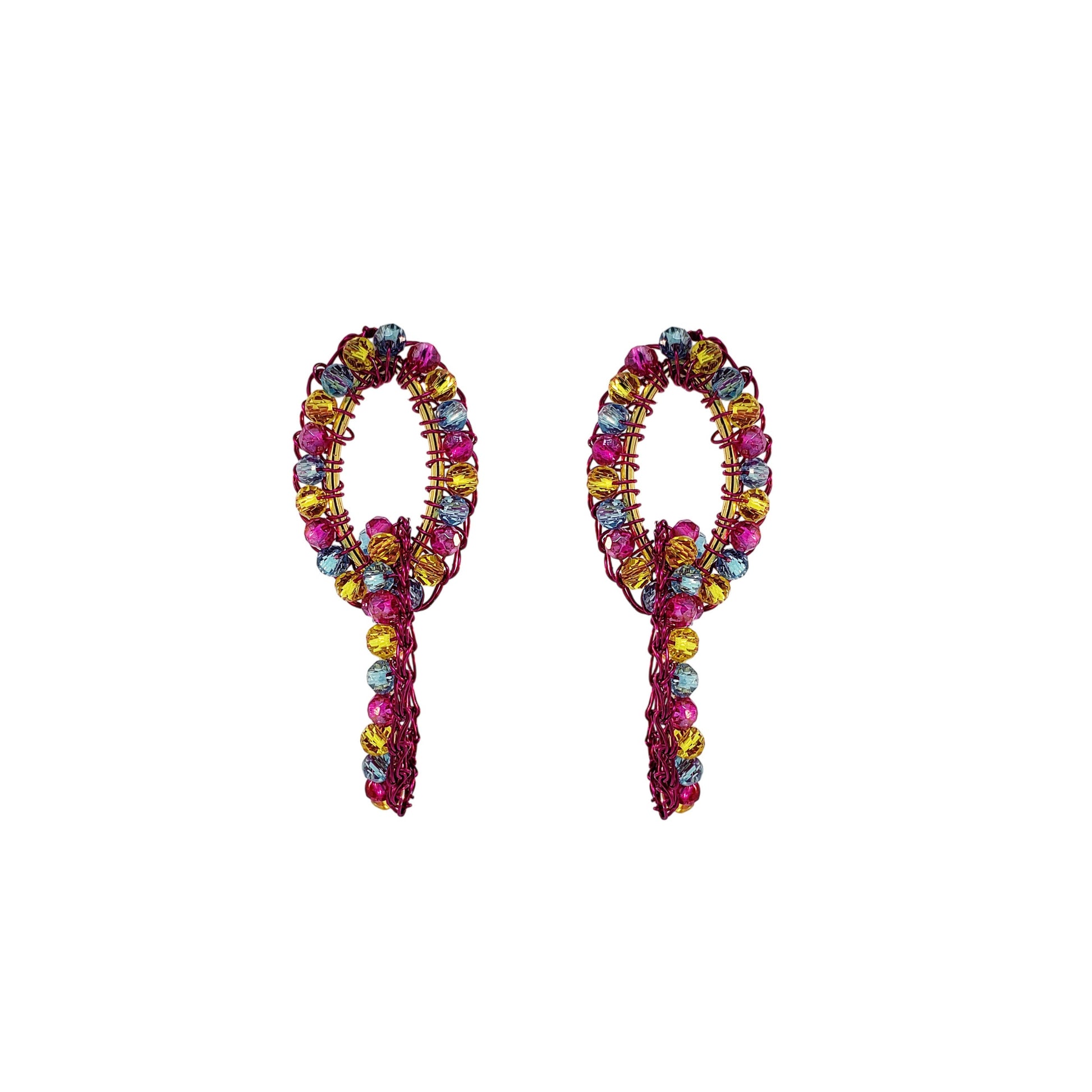 Small-Blue-Yellow-Fuchsia-Double-Hoop-Mia-Dangle-Handmade-Crochet-Earrings-18k-gold-filled-wire-hypoallergenic-lightweight-statement-brazilian-soul-collection