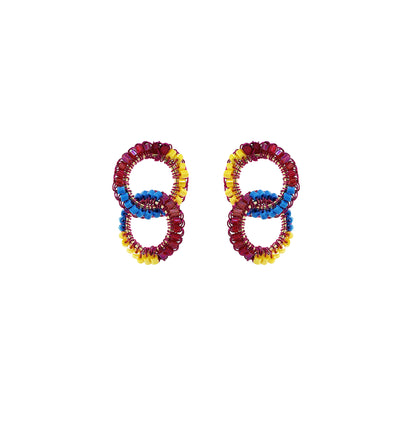 Small-Blue-Yellow-Fuchsia-Double-Hoop-Nova-Dangle-Handmade-Crochet-Earrings-18k-gold-filled-wire-hypoallergenic-lightweight-statement-brazilian-soul-collection