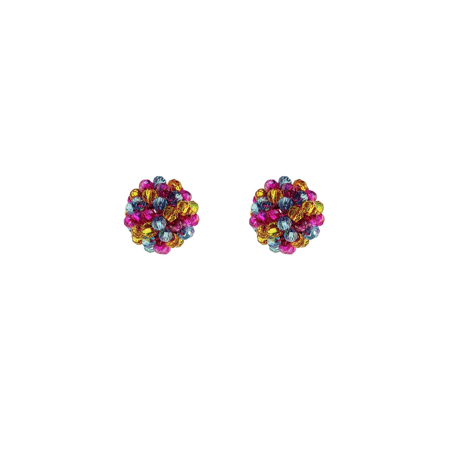 Small-Blue-Yellow-Fuchsia-Gold-Dome-Mini-Post-Handmade-Crochet-Earrings-18k-gold-filled-wire-hypoallergenic-lightweight-statement-brazilian-soul-collection