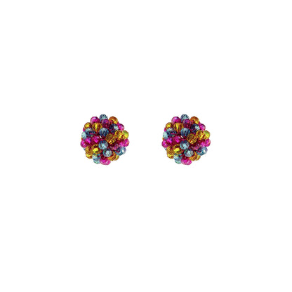 Small-Blue-Yellow-Fuchsia-Gold-Dome-Mini-Post-Handmade-Crochet-Earrings-18k-gold-filled-wire-hypoallergenic-lightweight-statement-brazilian-soul-collection