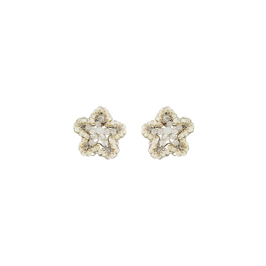 Small-Butter-White-CLear-Beige-Gold-Sea-Star-Mini-Post-Handmade-Crochet-Earrings-18k-gold-filled-wire-hypoallergenic-lightweight-statement-soul-collection