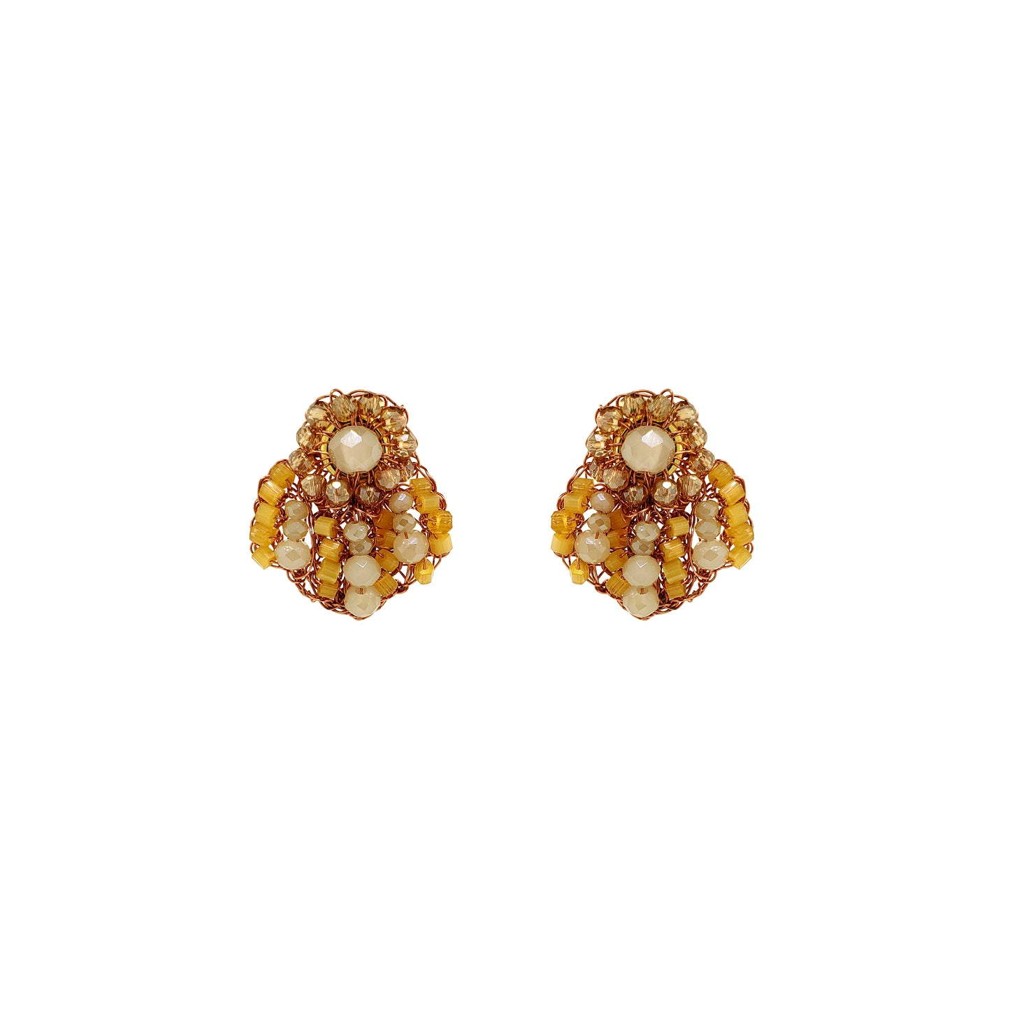 Small-Butter-Yellow-Gold-Sea-Shell-Post-Handmade-Crochet-Earrings-18k-gold-filled-wire-hypoallergenic-lightweight-statement-soul-collection