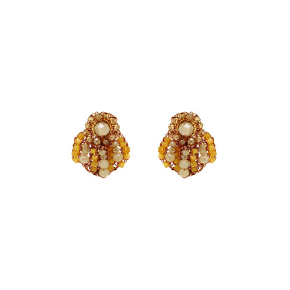 Small-Butter-Yellow-Gold-Sea-Shell-Post-Handmade-Crochet-Earrings-18k-gold-filled-wire-hypoallergenic-lightweight-statement-soul-collection