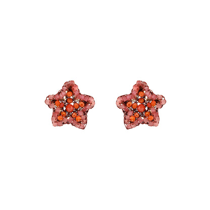 Small-Coral-Red-Orange-Gold-Sea-Star-Mini-Post-Handmade-Crochet-Earrings-18k-gold-filled-wire-hypoallergenic-lightweight-statement-soul-collection