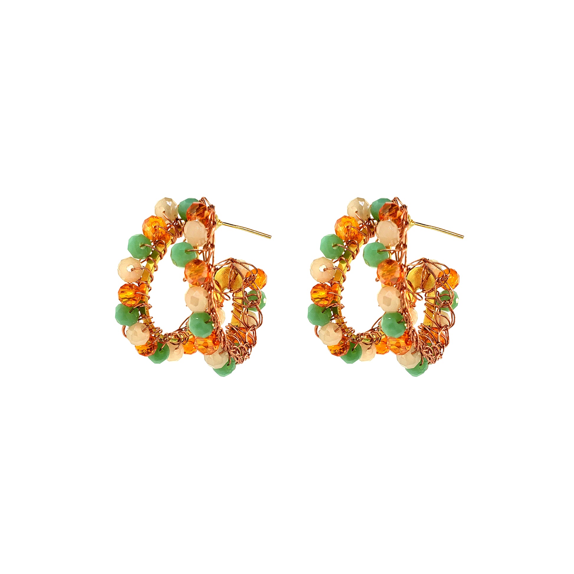 Small-Double-Hoop-Green-Orange-Beige-Gold-Nina-Handmade-Crochet-Earrings-18k-gold-filled-wire-hypoallergenic-lightweight-statement-brazilian-soul-collection