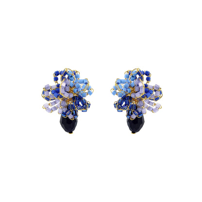 Small-Drop-Flower-Blue-Gold-Drizzle-Mini-Post-Handmade-Crochet-Earrings-18k-gold-filled-wire-hypoallergenic-lightweight-statement-soul-collection