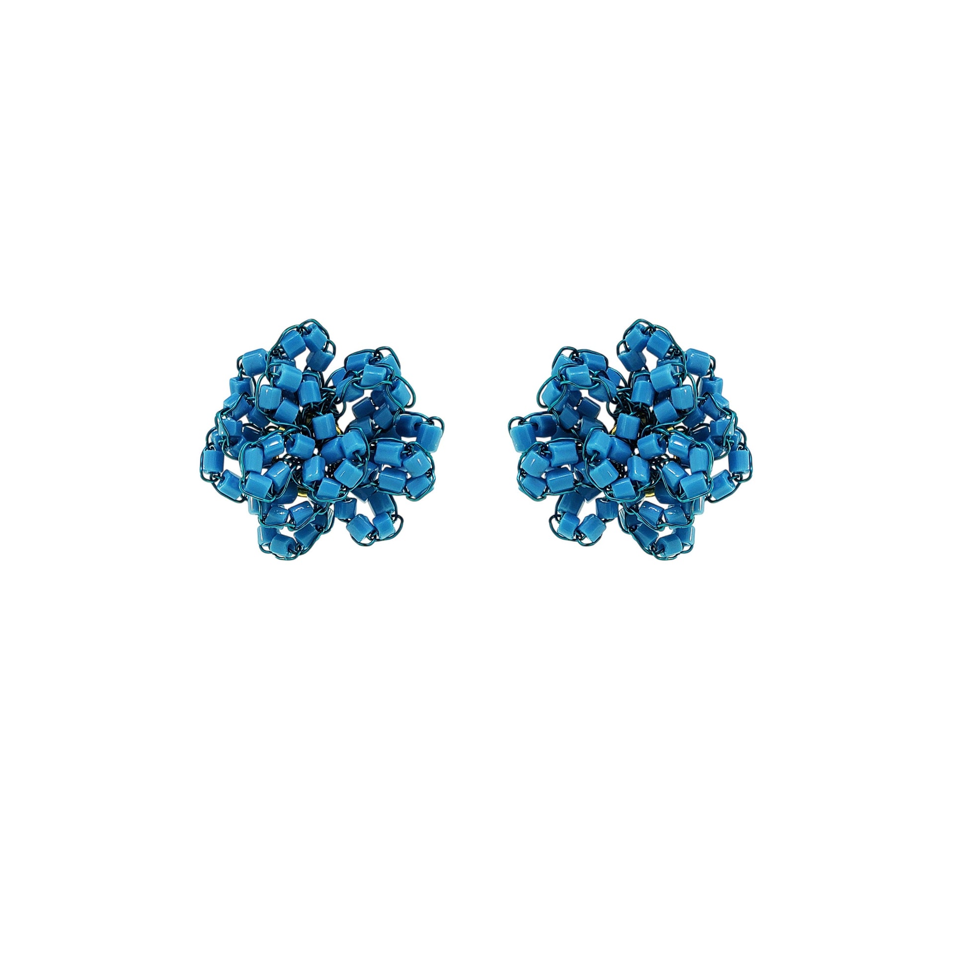 Small-Flower-Blue-Gold-Abbey-Post-Handmade-Crochet-Earrings-18k-gold-filled-wire-hypoallergenic-lightweight-statement-brazilian-soul-collection