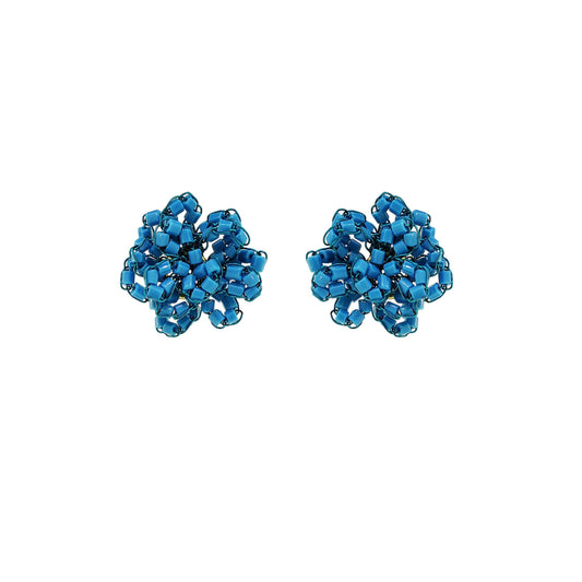 Small-Flower-Blue-Gold-Abbey-Post-Handmade-Crochet-Earrings-18k-gold-filled-wire-hypoallergenic-lightweight-statement-brazilian-soul-collection