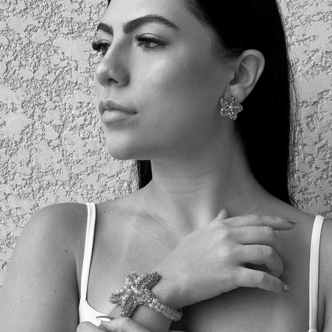 Small-Gold-Sea-Star-Mini-Post-Handmade-Crochet-Earrings-18k-gold-filled-wire-hypoallergenic-lightweight-statement-soul-collection-model
