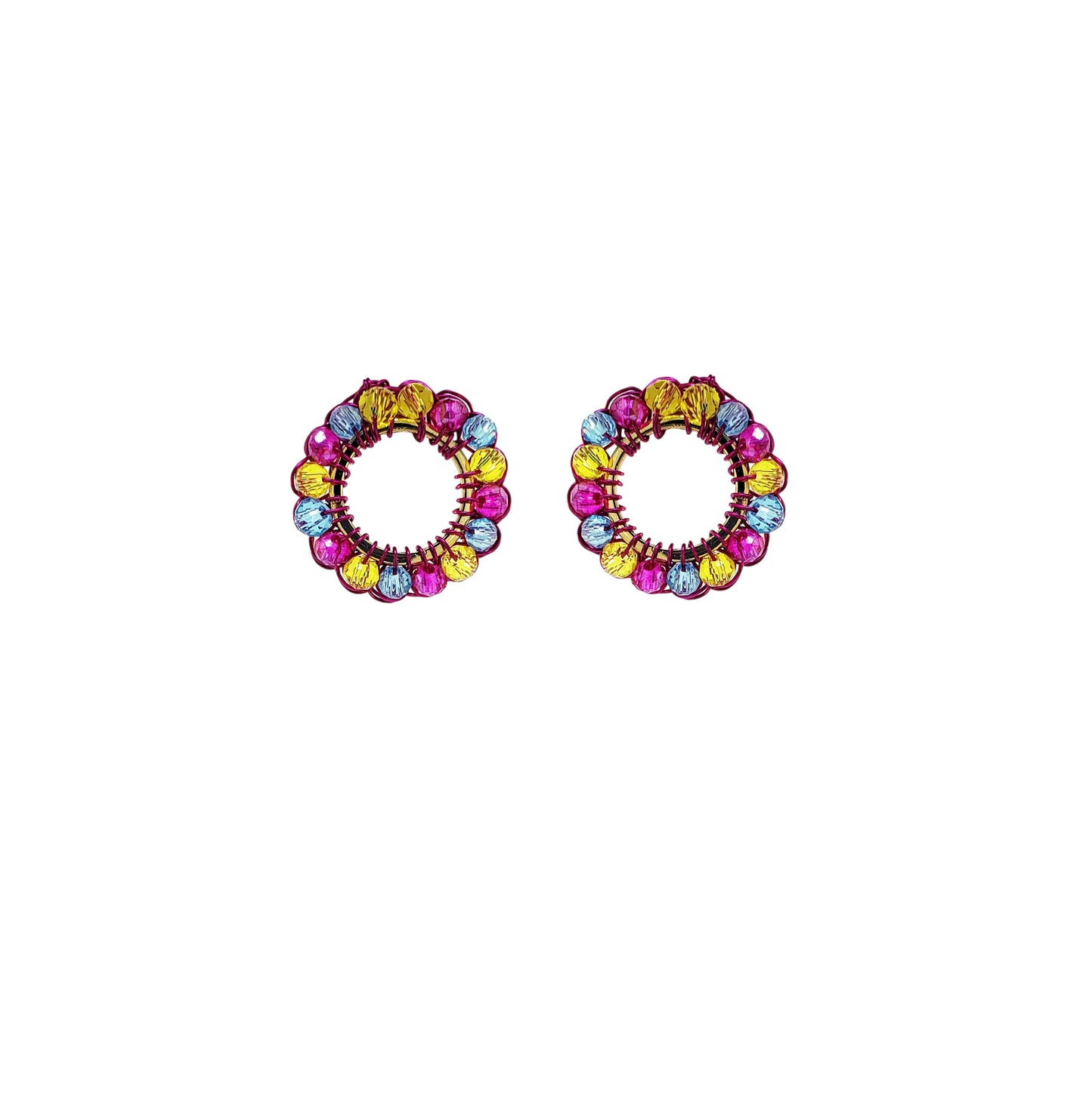 Small-Post-Circle-Electric-Fushcia-Blue-Yellow-Gold-Molly-Handmade-Crochet-Earrings-18k-gold-filled-wire-hypoallergenic-lightweight-statement-brazilian-soul-collection