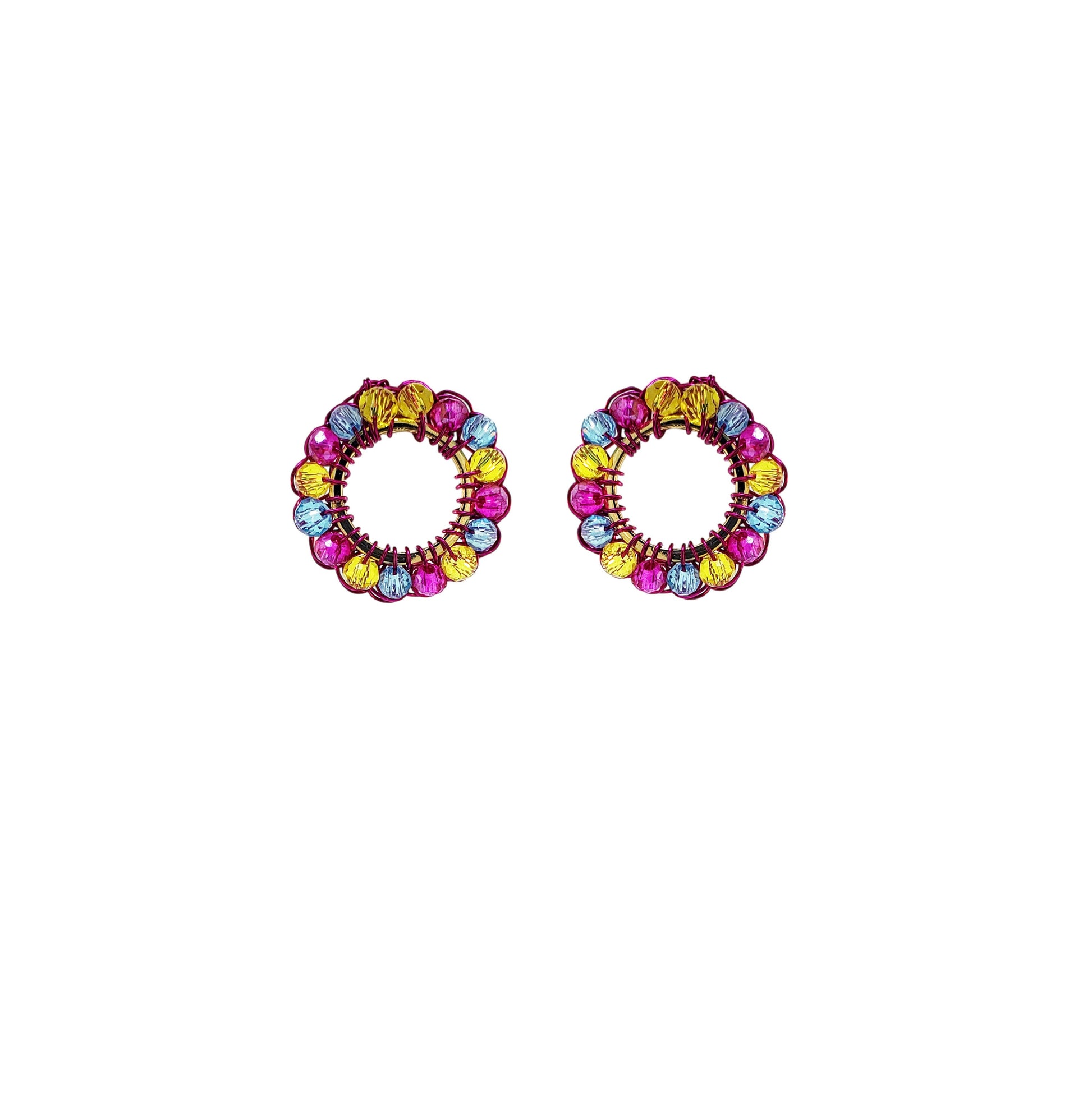 Small-Post-Circle-Electric-Fushcia-Blue-Yellow-Gold-Molly-Handmade-Crochet-Earrings-18k-gold-filled-wire-hypoallergenic-lightweight-statement-brazilian-soul-collection