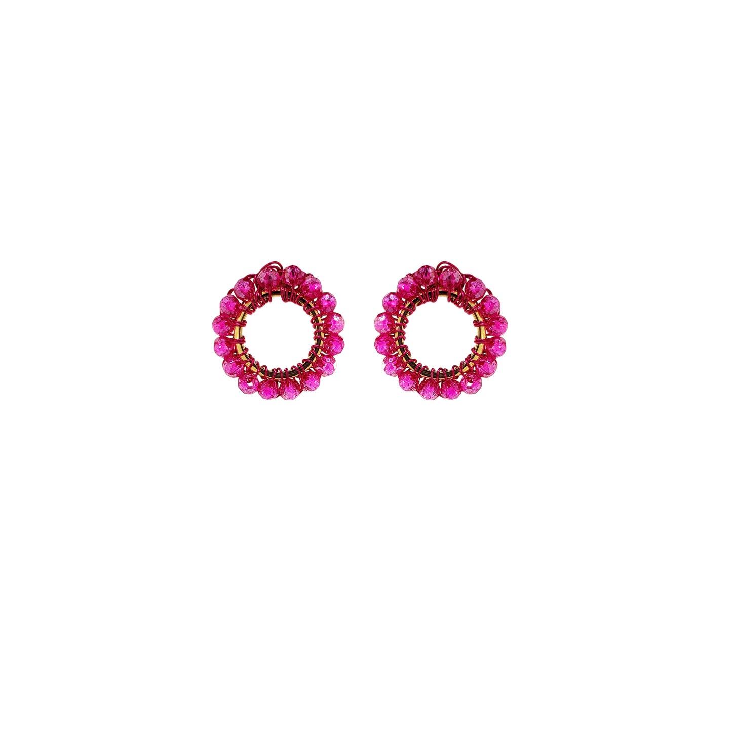 Small-Post-Circle-Electric-Fushcia-Molly-Handmade-Crochet-Earrings-18k-gold-filled-wire-hypoallergenic-lightweight-statement-brazilian-soul-collection