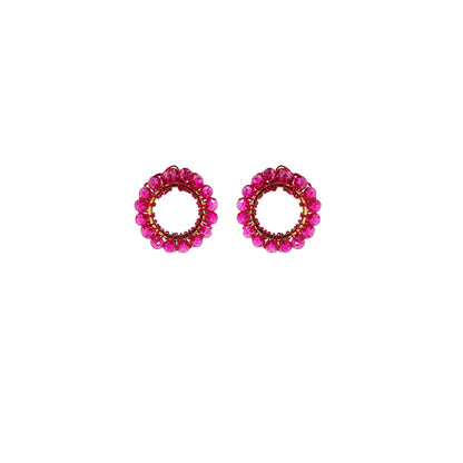 Small-Post-Circle-Electric-Fushcia-Molly-Handmade-Crochet-Earrings-18k-gold-filled-wire-hypoallergenic-lightweight-statement-brazilian-soul-collection