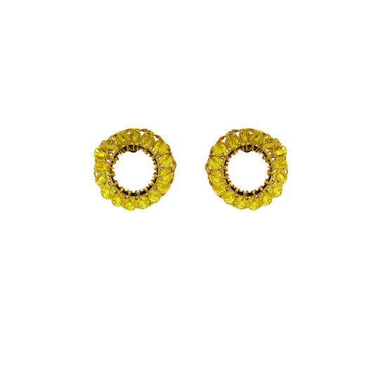 Small-Post-Circle-Electric-Yellow-Molly-Handmade-Crochet-Earrings-18k-gold-filled-wire-hypoallergenic-lightweight-statement-brazilian-soul-collection