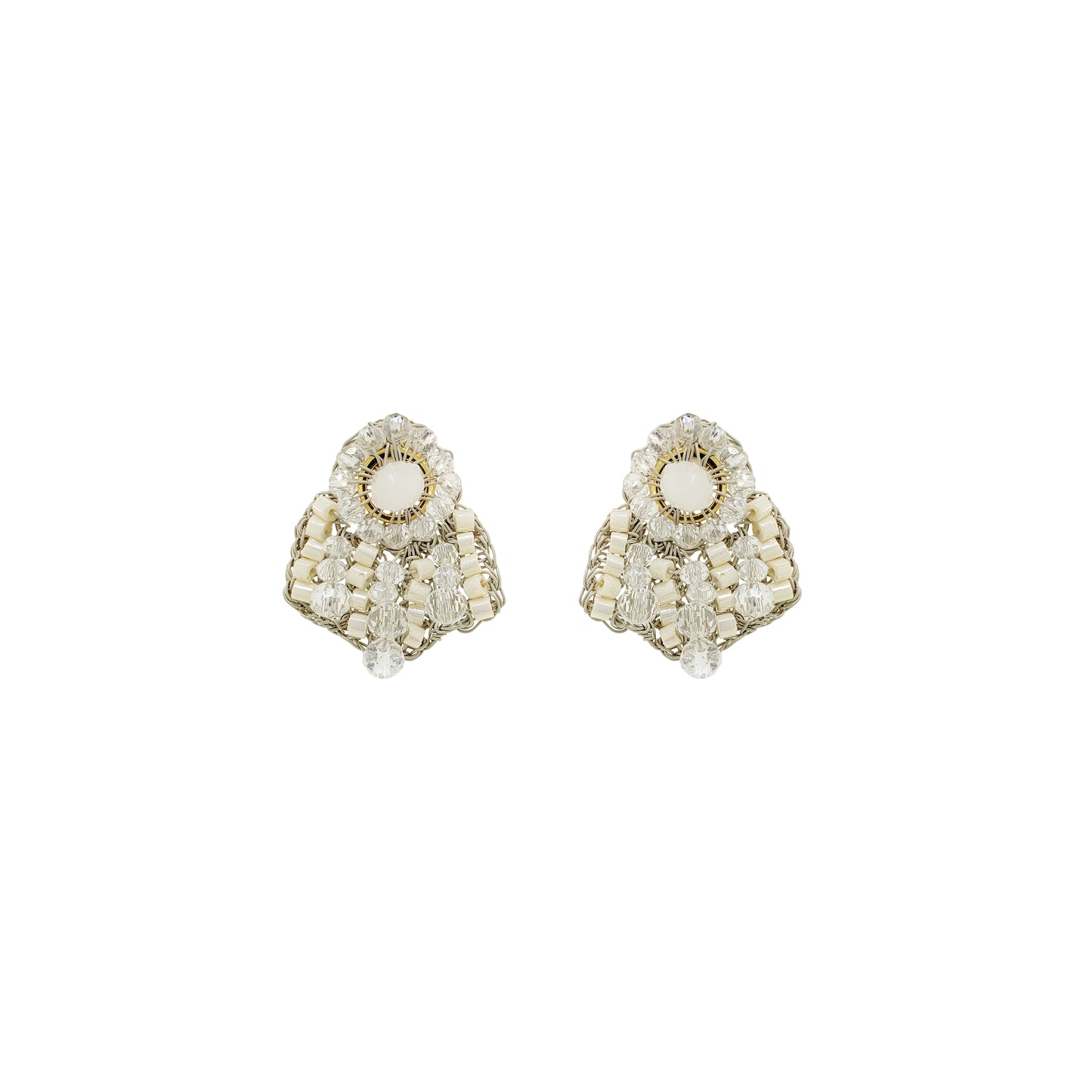 Small-Raffia-White-Clear-Gold-Sea-Shell-Post-Handmade-Crochet-Earrings-18k-gold-filled-wire-hypoallergenic-lightweight-statement-soul-collection