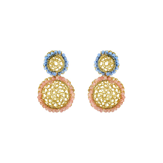 Light-Pink-Blue-Gold-Patch-Mini-Handmade-Crochet-Earrings-18k-gold-filled-wire-hypoallergenic-lightweight-statement-soul-collection