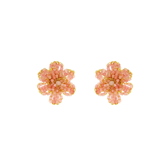 Soft Pink Gold Aster Post Handmade Crochet Earrings 18 karat gold filled statement