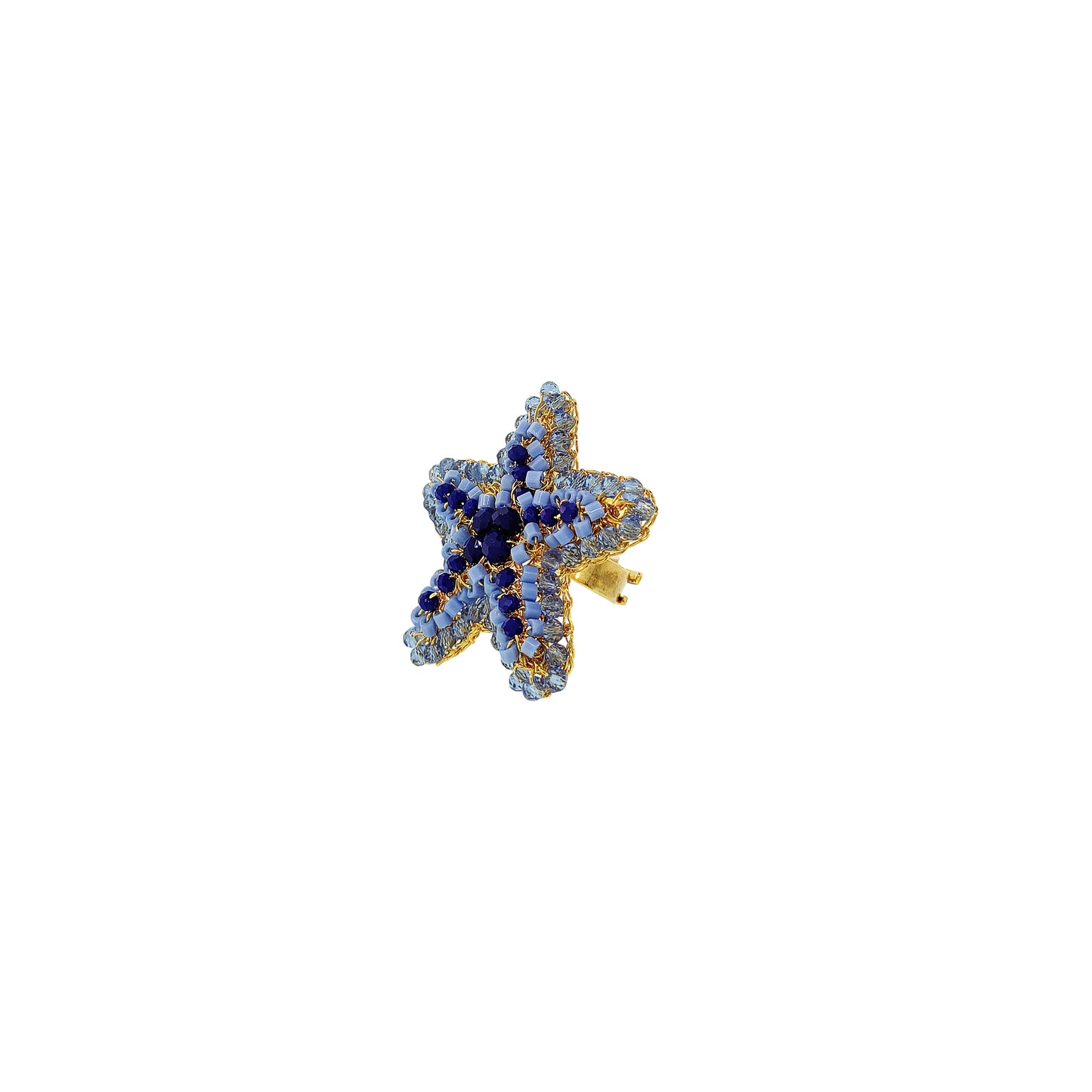 Star-Blue-Gold-Sea-Star-Handmade-Crochet-Ring-18k-gold-filled-wire-hypoallergenic-lightweight-statement-soul-collection
