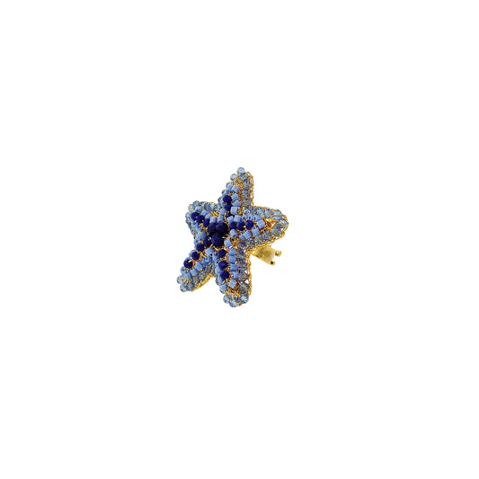 Star-Blue-Gold-Sea-Star-Handmade-Crochet-Ring-18k-gold-filled-wire-hypoallergenic-lightweight-statement-soul-collection