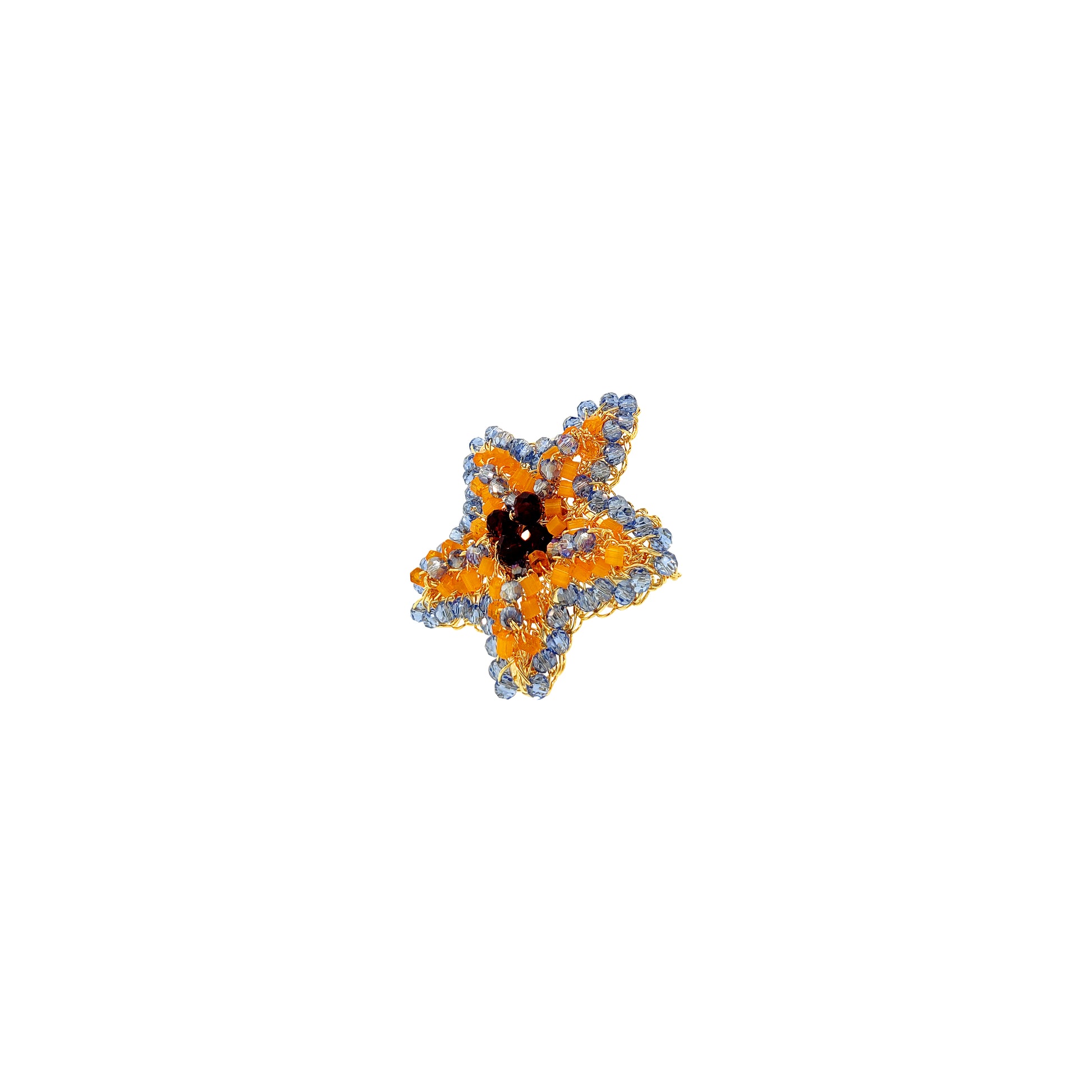 Star-Blue-Red-Orange-Gold-Sea-Star-Handmade-Crochet-Ring-18k-gold-filled-wire-hypoallergenic-lightweight-statement-soul-collection