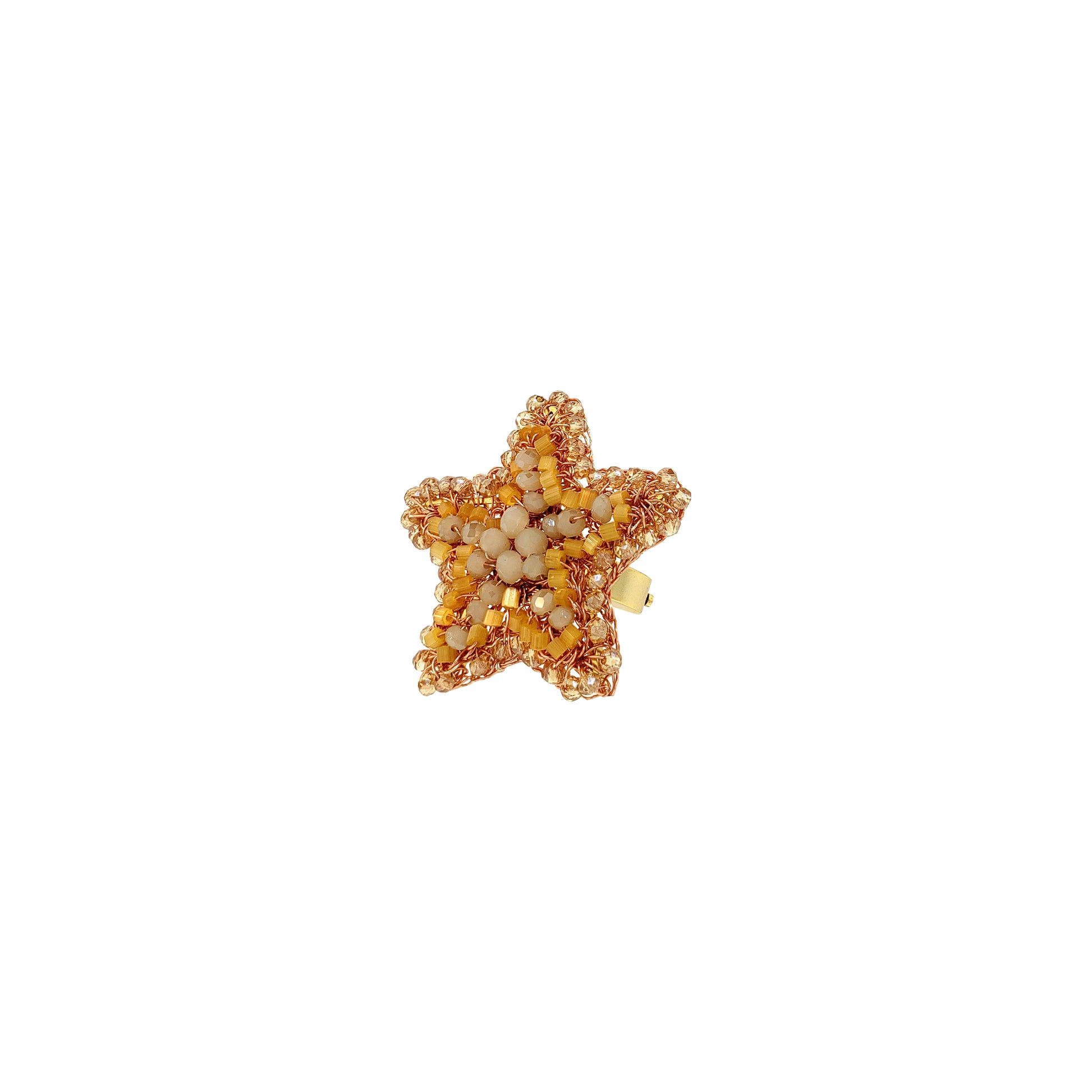 Star-Butter-Yellow-Beige-Gold-Sea-Star-Handmade-Crochet-Ring-18k-gold-filled-wire-hypoallergenic-lightweight-statement-soul-collection