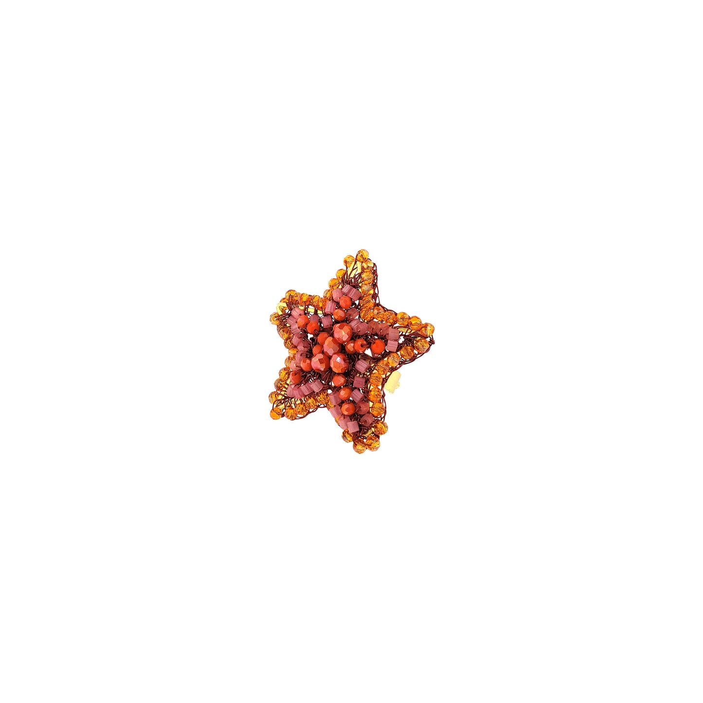 Star-Coral-Red-Orange-Gold-Sea-Star-Handmade-Crochet-Ring-18k-gold-filled-wire-hypoallergenic-lightweight-statement-soul-collection