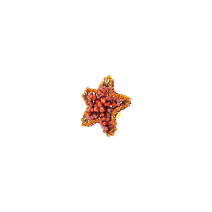 Star-Coral-Red-Orange-Gold-Sea-Star-Handmade-Crochet-Ring-18k-gold-filled-wire-hypoallergenic-lightweight-statement-soul-collection