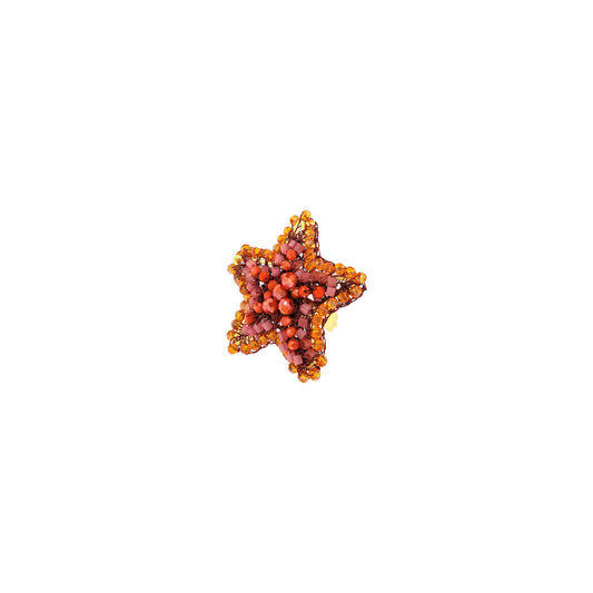 Star-Coral-Red-Orange-Gold-Sea-Star-Handmade-Crochet-Ring-18k-gold-filled-wire-hypoallergenic-lightweight-statement-soul-collection